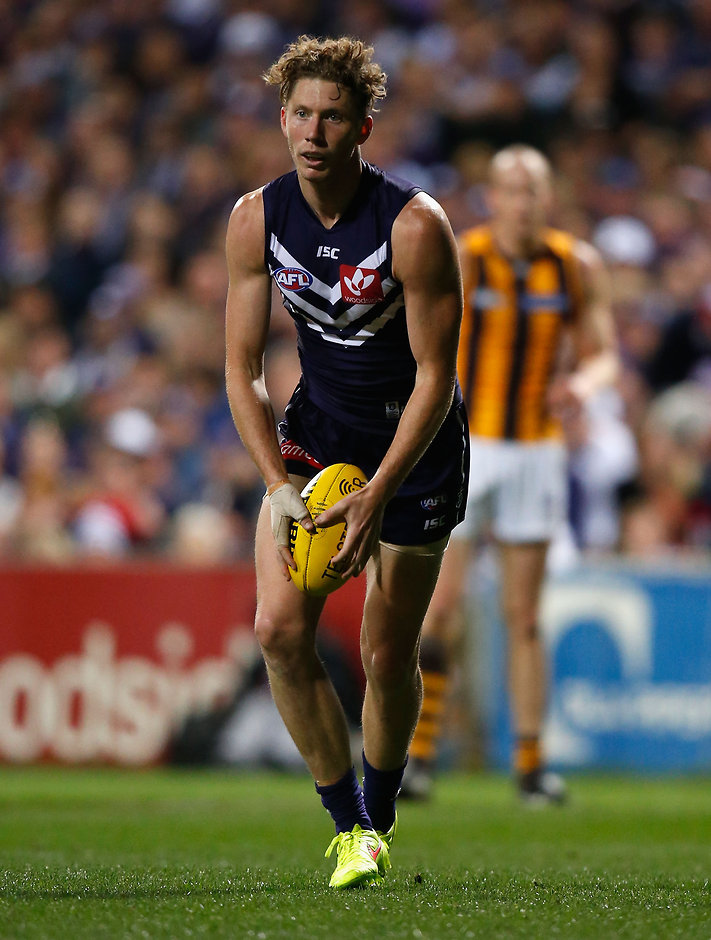 AFL 2015 First Preliminary Final - Fremantle v Hawthorn Zac Dawson is aiming to kick the ball more to help the Dockers rebound from defence - ${keywords}